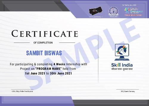 Course Completion Certificate from NSDC ( Gram Tarang)